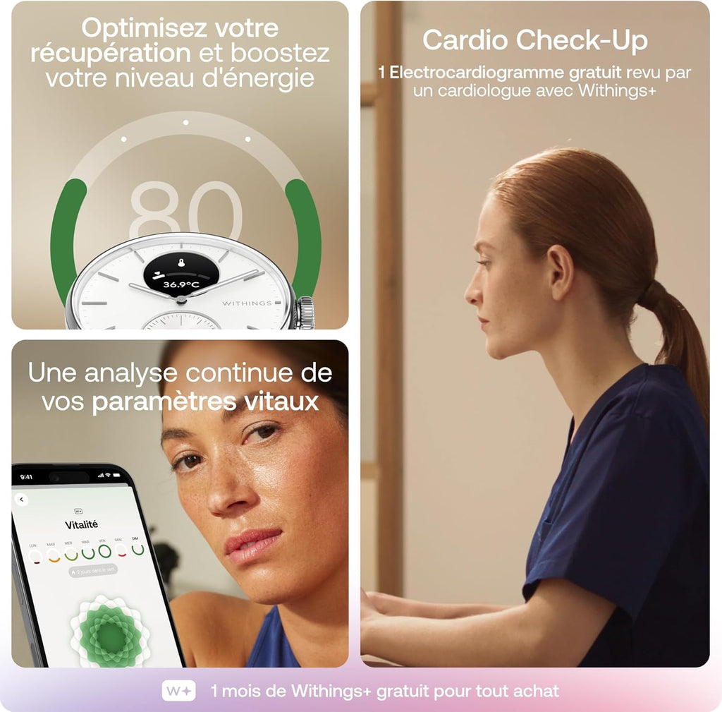 Withings ScanWatch 2, Hybrid Smartwatch, ECG, 42 mm, White