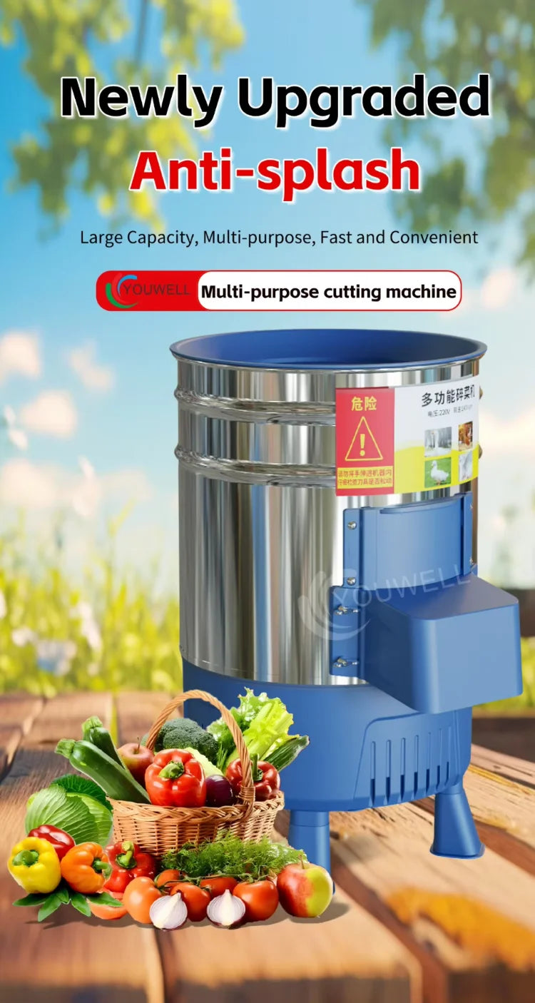 New Stainless Steel Vegetable Chopper Shredder Machine High Efficiency 2 Ton/H Capacity Electric Poultry Livestock Animal Feed