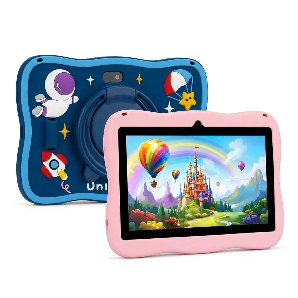 New Portable 7 Inch Android 12 Kids Tablet 2GB+2GB RAM 32GB Memory Educational for Child with Soft Silicone Cover Wi-Fi