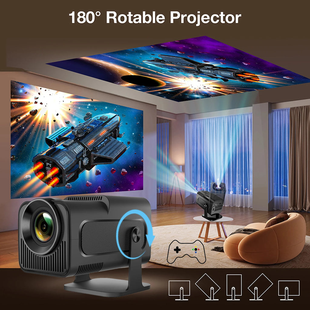 HY320 Mini Portable Smart Projector with 30000+ Games Home Theater Pocket Projector for Kids Features LCD Lamps and US Plug