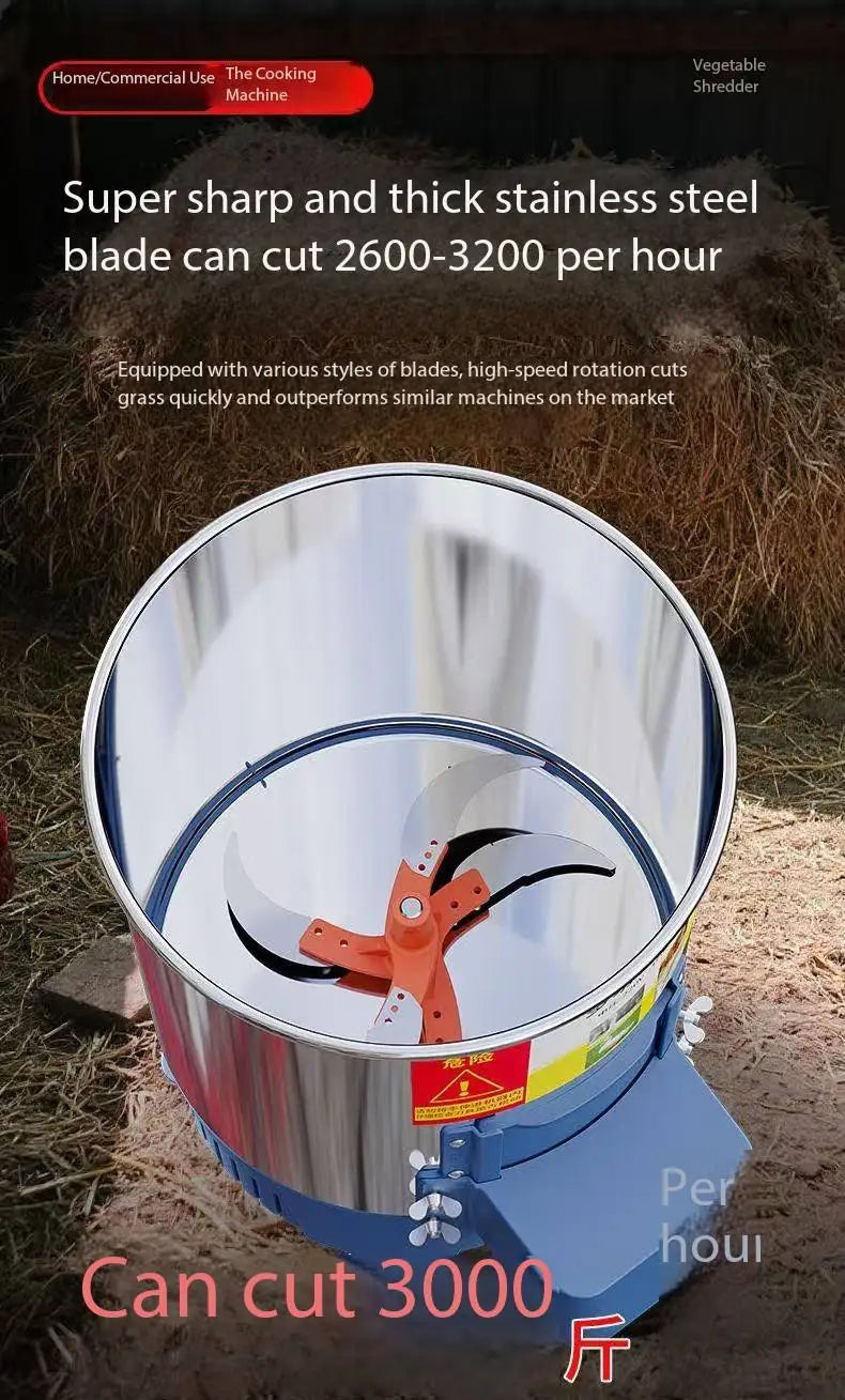 Multifunctional Vegetable Grass Chopper Electric Thickened Barrel Forage Cutter for Livestock Poultry Feeding