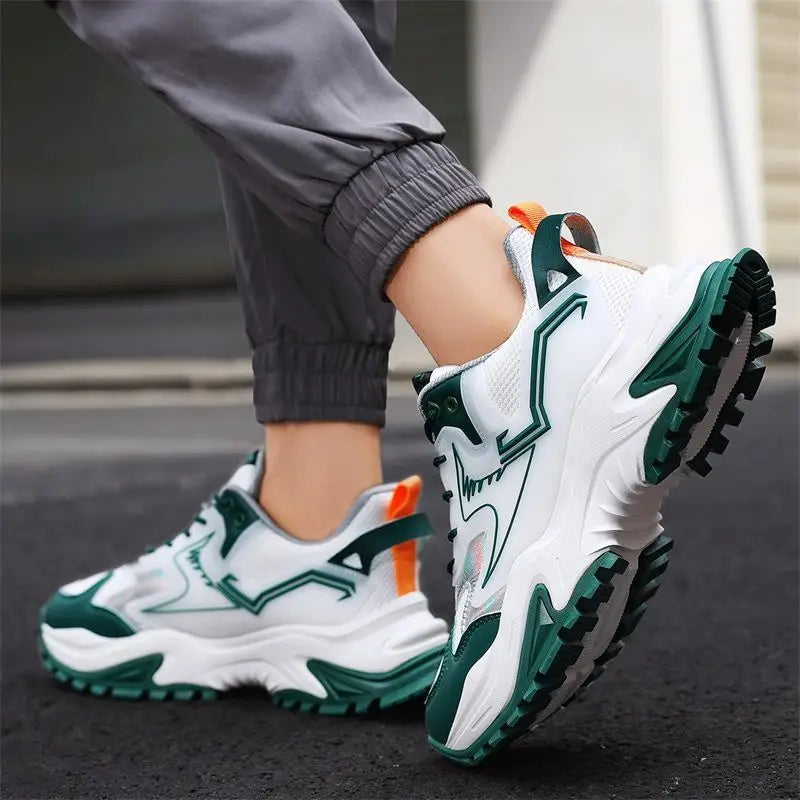Men's Trendy Round Toe Breathable Mesh Running Shoes Fashionable Casual Walking Style Chunky Shoes