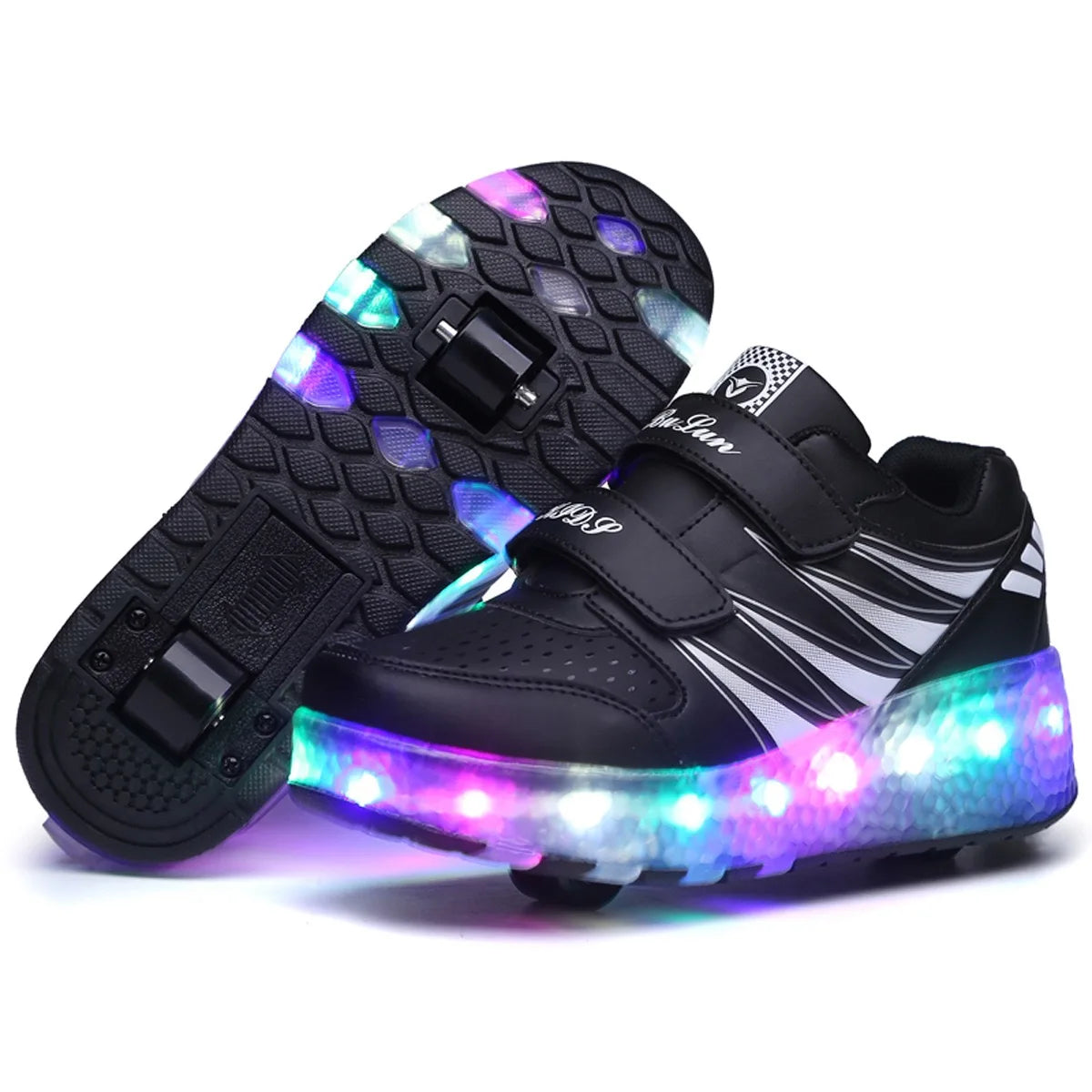 Multicolor LED Quad Skates Flexible Soft Sole Breathable Comfort Construction ABEC-7 Bearing Retractable Wheels Outdoor Wheeled