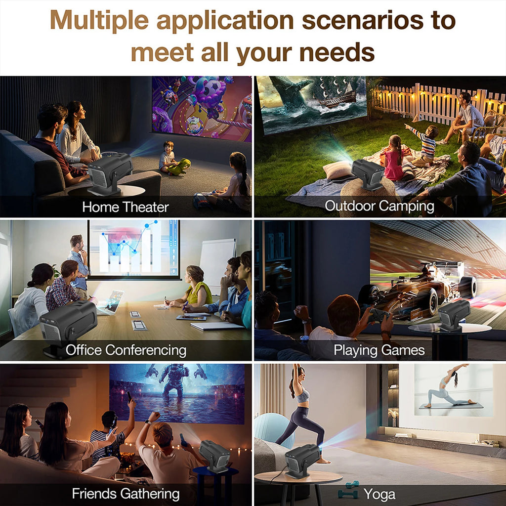 HY320 Mini Portable Smart Projector with 30000+ Games Home Theater Pocket Projector for Kids Features LCD Lamps and US Plug
