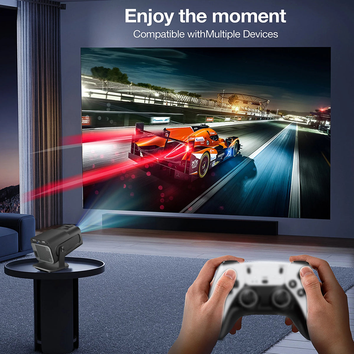 HY320 Mini Portable Smart Projector with 30000+ Games Home Theater Pocket Projector for Kids Features LCD Lamps and US Plug
