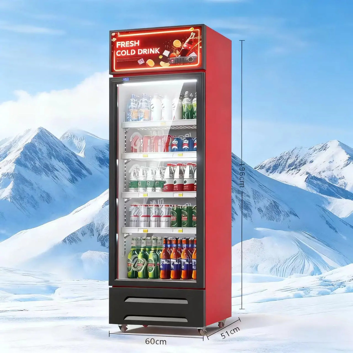 Freezer Chiller 2-Door Commercial Beverage Drinks Fridge Industrial Single-Temperature Showcase Display for Shops Stand-Up Glass