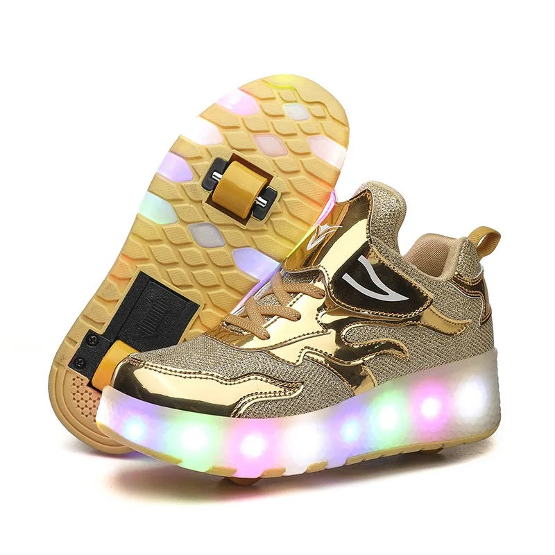 Multicolor LED Quad Skates Flexible Soft Sole Breathable Comfort Construction ABEC-7 Bearing Retractable Wheels Outdoor Wheeled