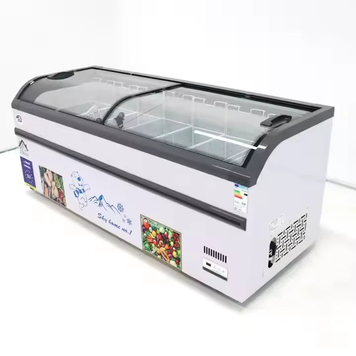 Commercial Refrigeration Equipment for Supermarkets - Vertical Display Freezer Island Freezer