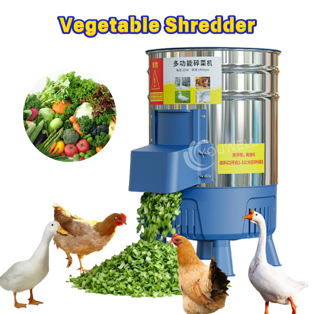 New Stainless Steel Vegetable Chopper Shredder Machine High Efficiency 2 Ton/H Capacity Electric Poultry Livestock Animal Feed
