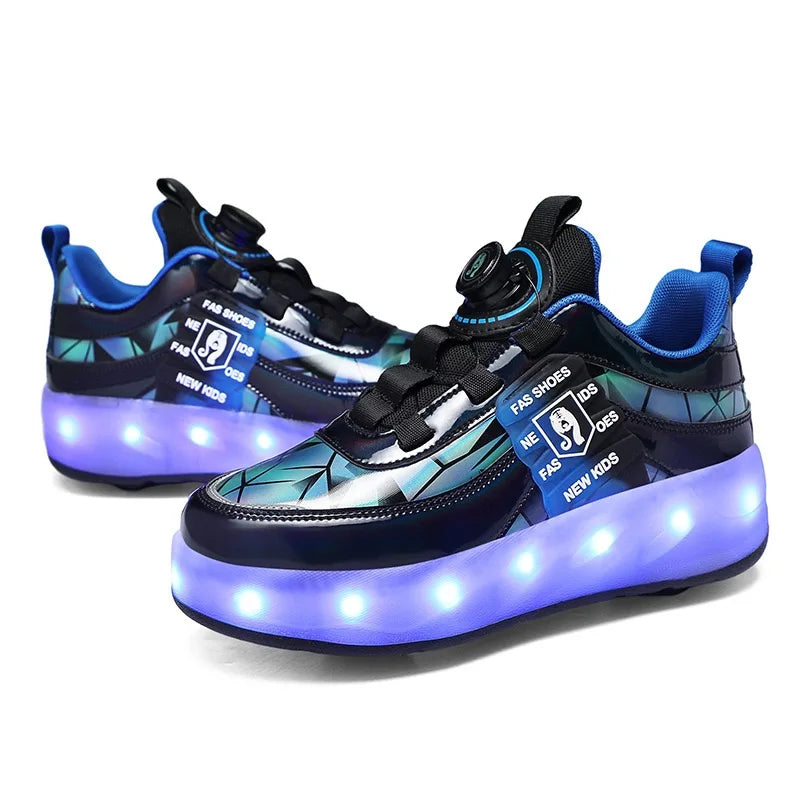 Multicolor LED Quad Skates Flexible Soft Sole Breathable Comfort Construction ABEC-7 Bearing Retractable Wheels Outdoor Wheeled