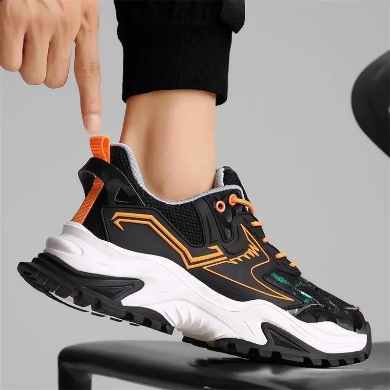 Men's Trendy Round Toe Breathable Mesh Running Shoes Fashionable Casual Walking Style Chunky Shoes