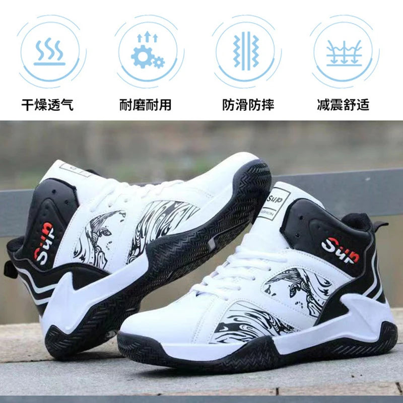 Men's Sneaker High Top Basketball Shoes New Casual Anti-slip Sport Breathable Running Shoes Style Unisex EEE