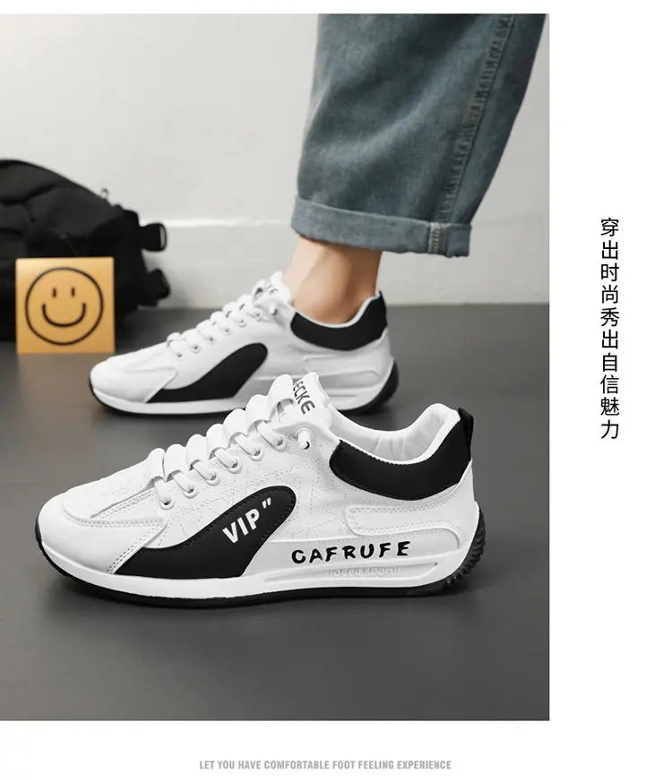 Sneakers Casual Men Retro Running Shoes Fashion Microfiber Leather Fabric Breathable Height Increased Flat Platform Board Shoes