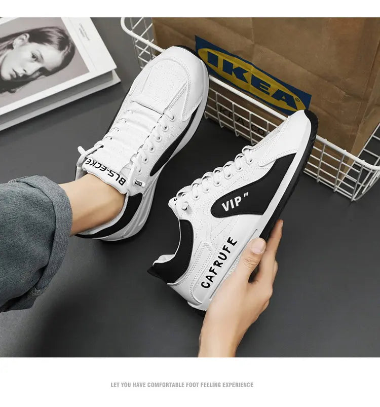 Sneakers Casual Men Retro Running Shoes Fashion Microfiber Leather Fabric Breathable Height Increased Flat Platform Board Shoes