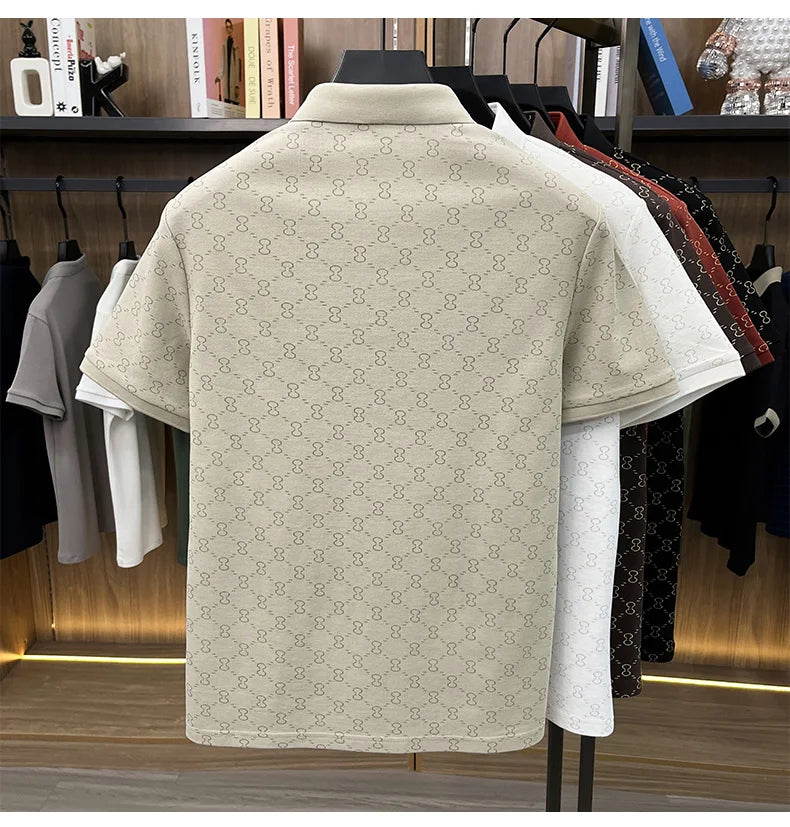 Designer brand short sleeve men's polo shirt new high-end printed summer breathable personalized fashion youth casual T-shirt