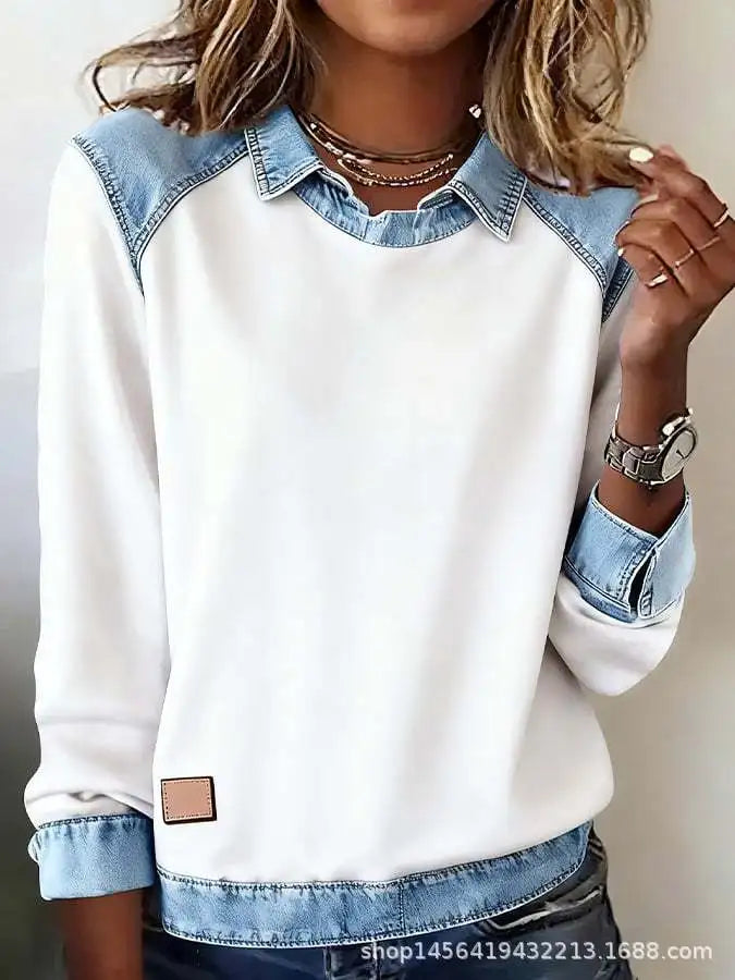 Pull Automne Femme Lapel Long Sleeve Fashionable Autumn And Winter Versatile Patchwork Pullover Womens Loose Knitted Sweater Top