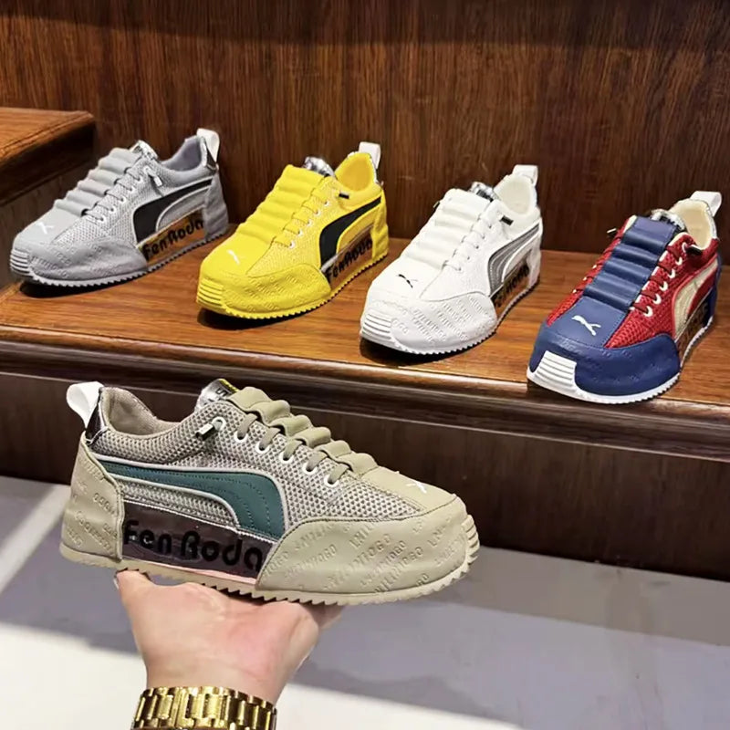 Sneakers Casual Mens Designer Cover Bottom Board Shoes Fashion Leather Fabric Breathable Increased Internal Platform Sport Shoes