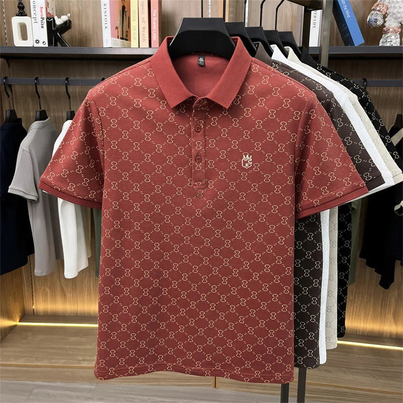 Designer brand short sleeve men's polo shirt new high-end printed summer breathable personalized fashion youth casual T-shirt