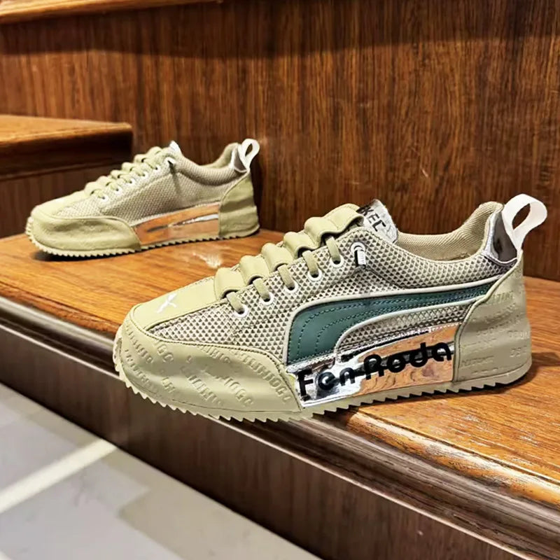 Sneakers Casual Mens Designer Cover Bottom Board Shoes Fashion Leather Fabric Breathable Increased Internal Platform Sport Shoes