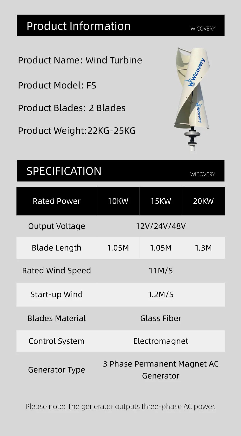 10000W 15KW 20KW Low Speed Vertical Axis Wind Turbine 12V 24V 48V High Power Off-grid Grid Connection Wind Controller for Home