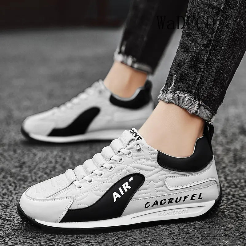 Sneakers Casual Men Retro Running Shoes Fashion Microfiber Leather Fabric Breathable Height Increased Flat Platform Board Shoes
