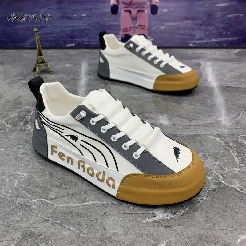 Men Chunky Sneakers Fashion Casual Secondary Leather Cowhide Fabric Breathable Increased Internal Cover Bottom Platform Shoes
