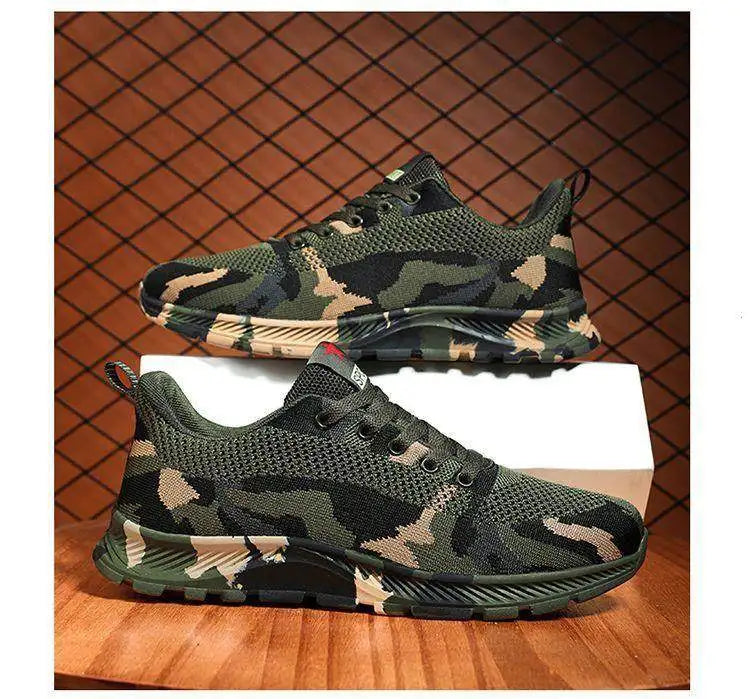 Unisex Camouflage Hiking Shoes Outdoor Training Worksite Safety Shoes Spring Summer Cotton Lined Leather Casual Shoes