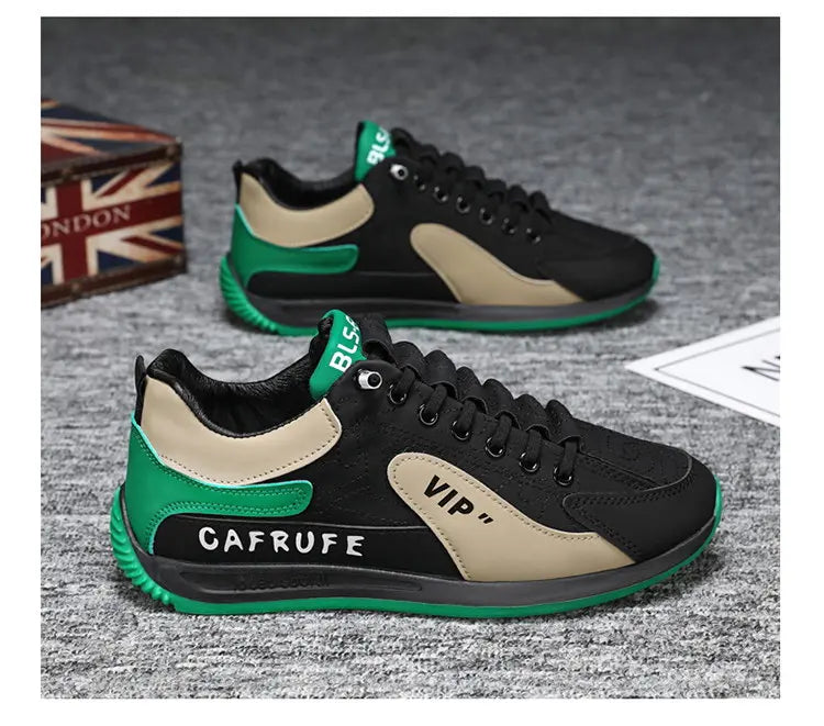 Sneakers Casual Men Retro Running Shoes Fashion Microfiber Leather Fabric Breathable Height Increased Flat Platform Board Shoes