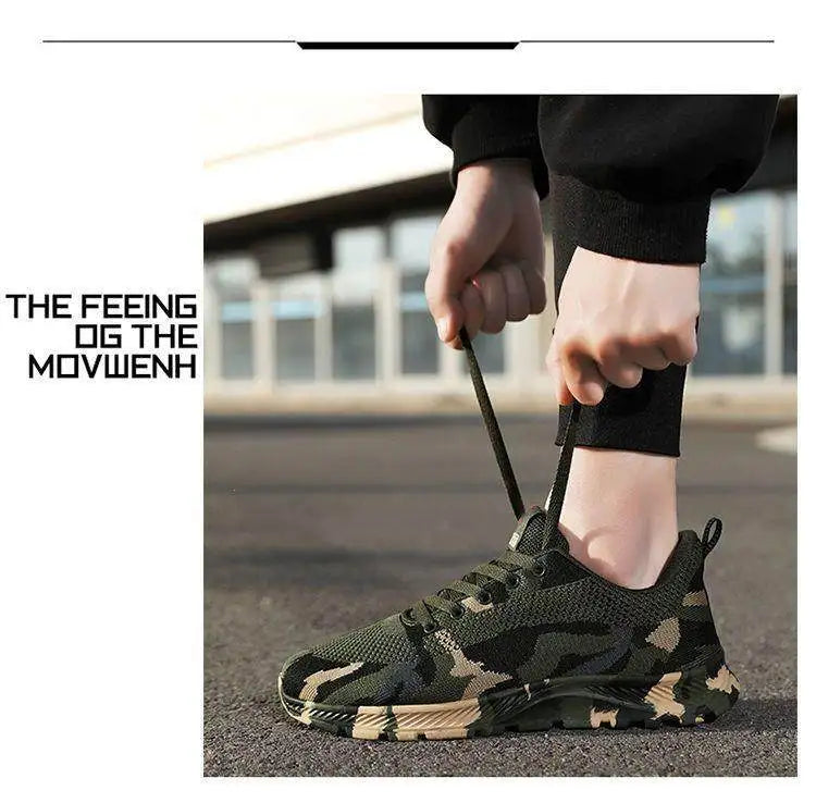 Unisex Camouflage Hiking Shoes Outdoor Training Worksite Safety Shoes Spring Summer Cotton Lined Leather Casual Shoes