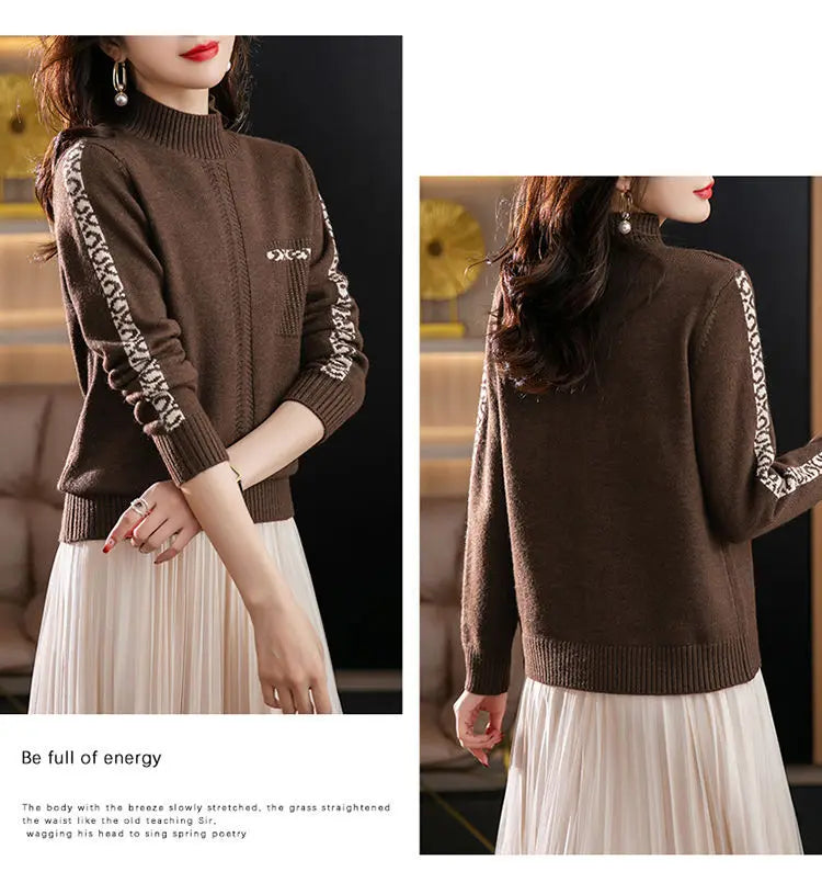 Pull Femme New High Collar Ladies Pullovers Long Sleeve Autumn Winter Knitwears Vintage Warm Sweaters For Women 2026 Bottom Tops