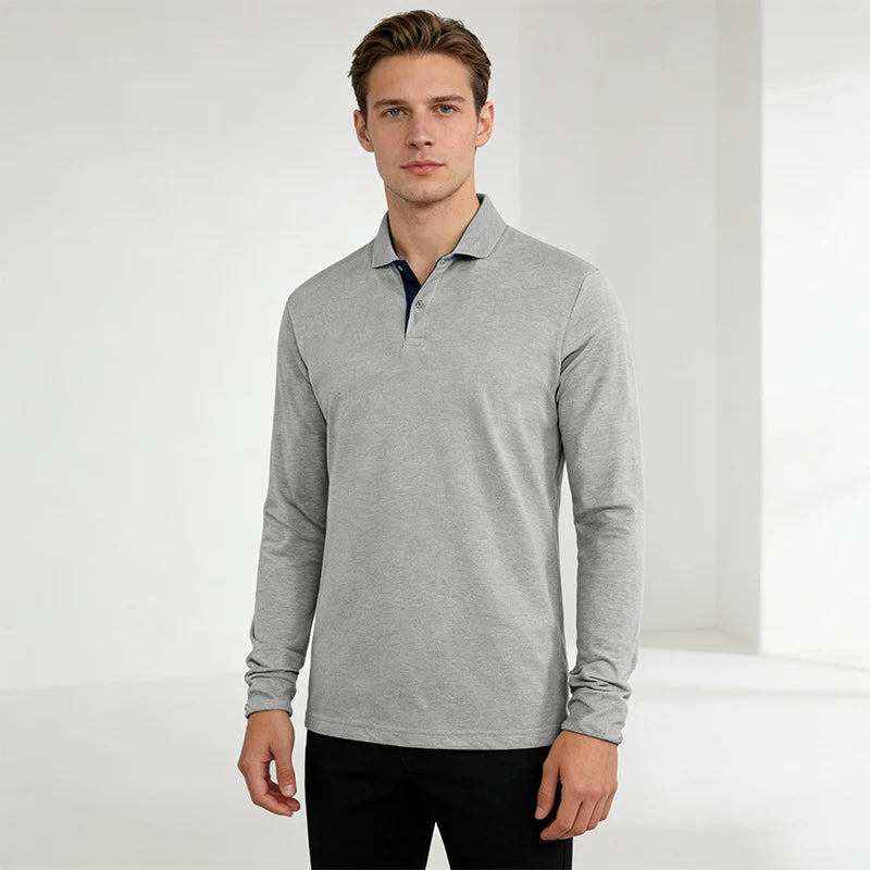 95% Cotton Long Sleeve T Shirts Men Casual Brand Homme Clothing Hombre Tee Tops Fashion Tshirt Black White Polo T-Shirts For Men
