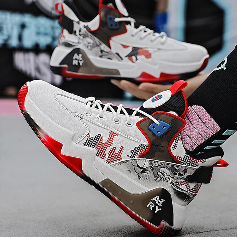 Men's Sneaker High Top Basketball Shoes New Casual Anti-slip Sport Breathable Running Shoes Style Unisex EEE