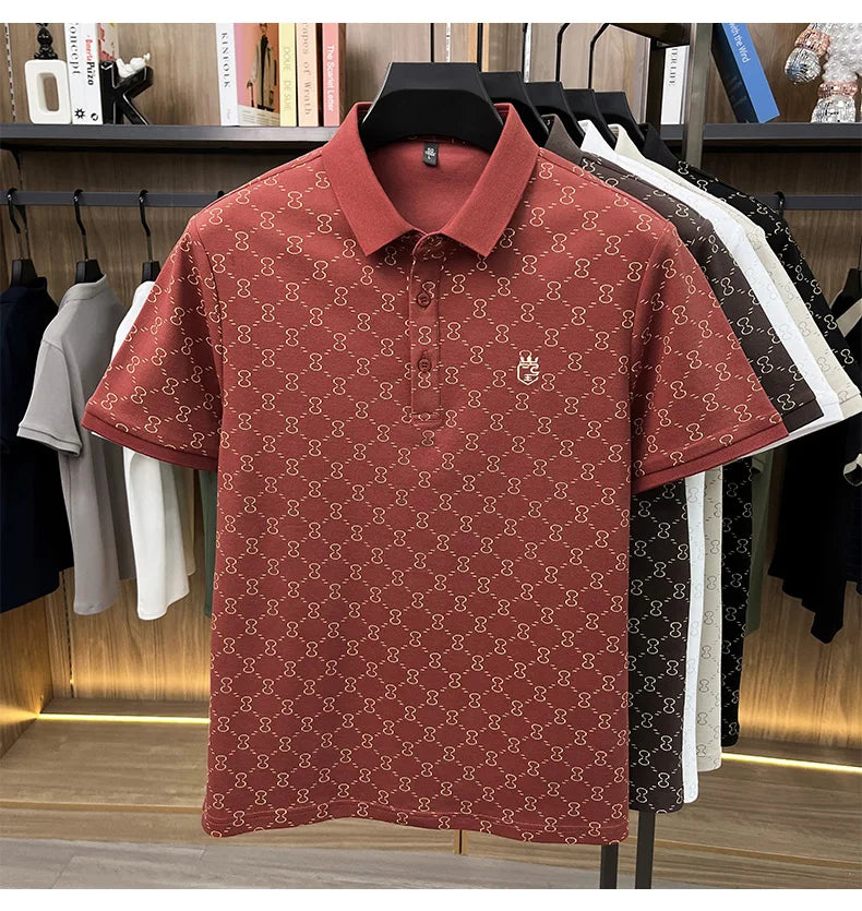Designer brand short sleeve men's polo shirt new high-end printed summer breathable personalized fashion youth casual T-shirt