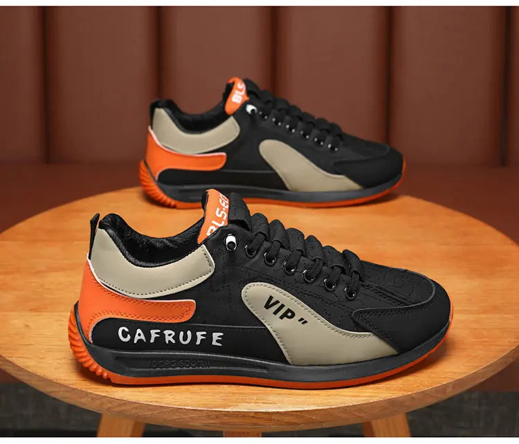 Sneakers Casual Men Retro Running Shoes Fashion Microfiber Leather Fabric Breathable Height Increased Flat Platform Board Shoes