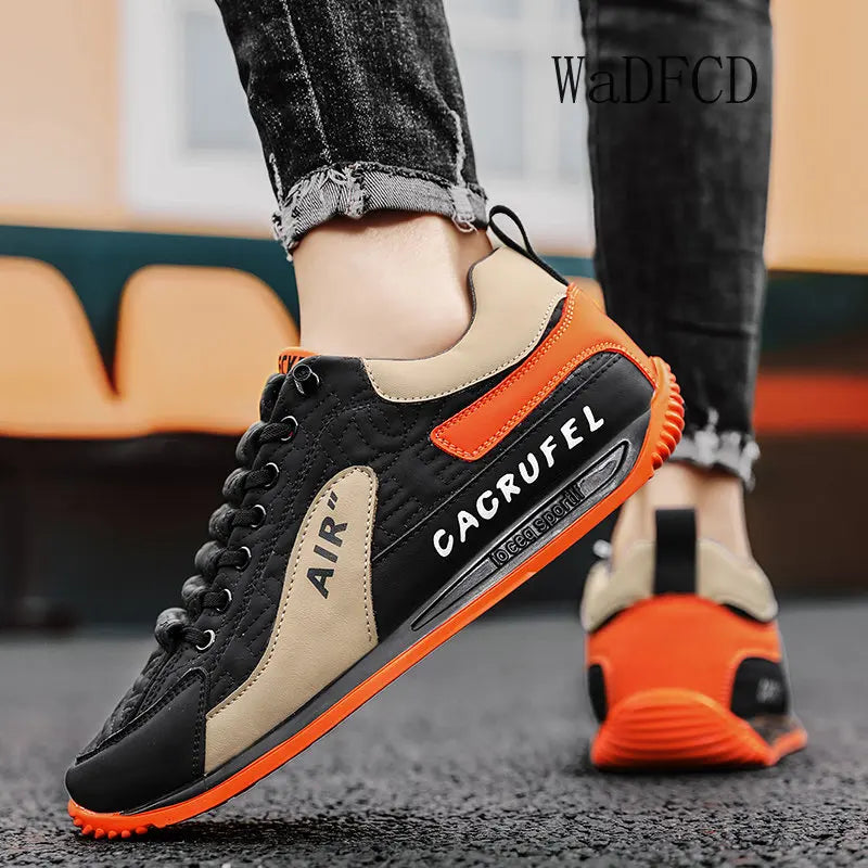Sneakers Casual Men Retro Running Shoes Fashion Microfiber Leather Fabric Breathable Height Increased Flat Platform Board Shoes