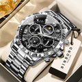 BINBOND Original Chnorograph Quartz Man Watch Waterproof Luminous Luxury Reloj Hombre Stainless Steel Moon Phase Men's Watches