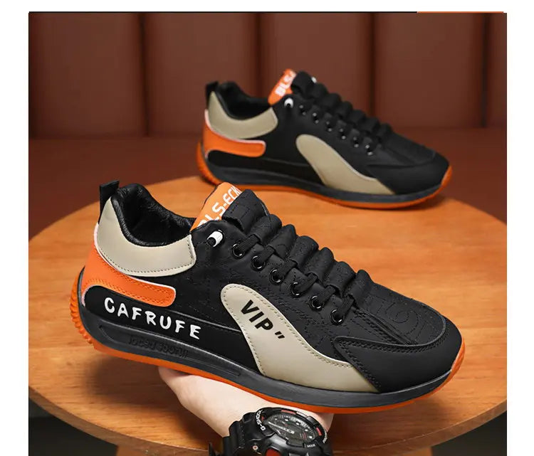 Sneakers Casual Men Retro Running Shoes Fashion Microfiber Leather Fabric Breathable Height Increased Flat Platform Board Shoes