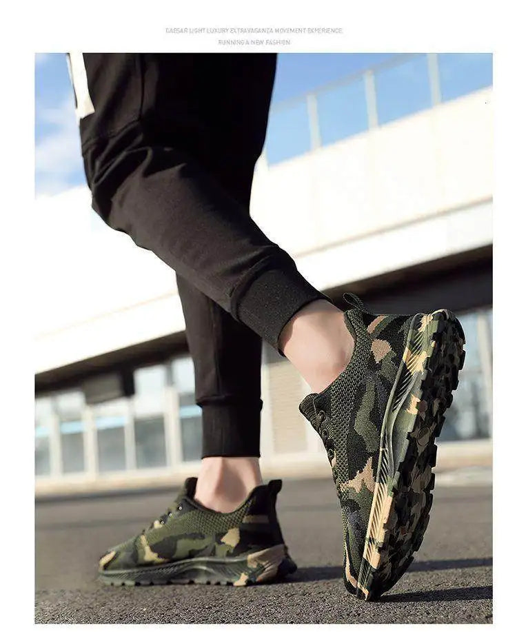 Unisex Camouflage Hiking Shoes Outdoor Training Worksite Safety Shoes Spring Summer Cotton Lined Leather Casual Shoes