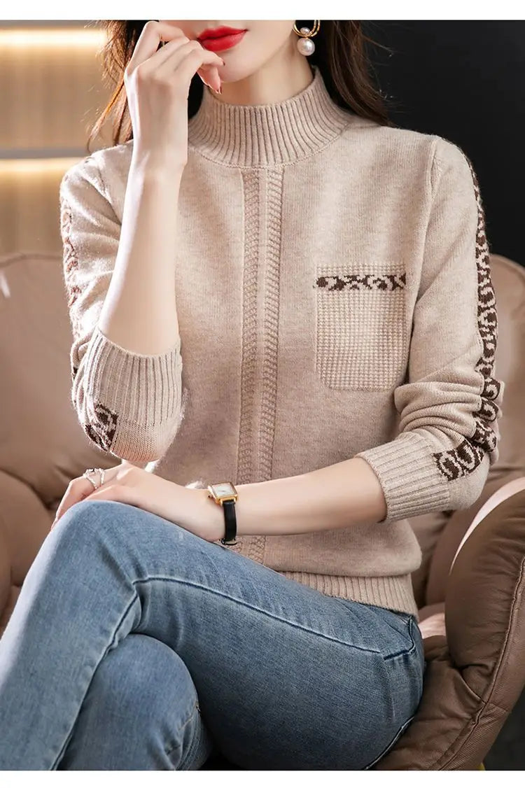 Pull Femme New High Collar Ladies Pullovers Long Sleeve Autumn Winter Knitwears Vintage Warm Sweaters For Women 2026 Bottom Tops