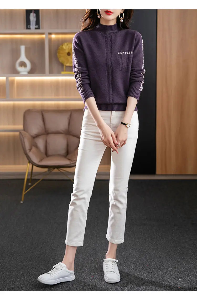 Pull Femme New High Collar Ladies Pullovers Long Sleeve Autumn Winter Knitwears Vintage Warm Sweaters For Women 2026 Bottom Tops