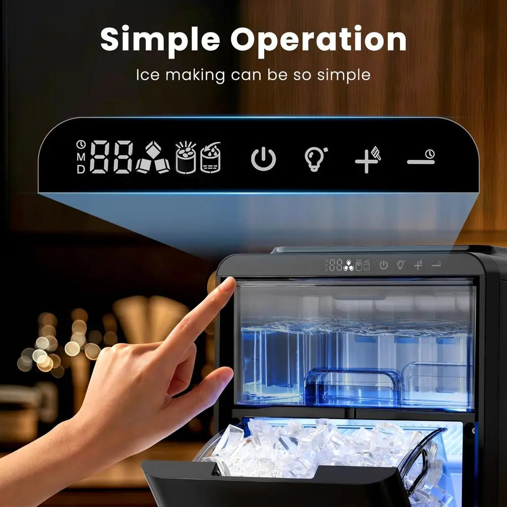 Crescent Ice Maker Countertop, 26.5 Lbs 24H, SelfCleaning, LED Display, Timer, Adjustable Ice Thickness, Portable Ice Machine f