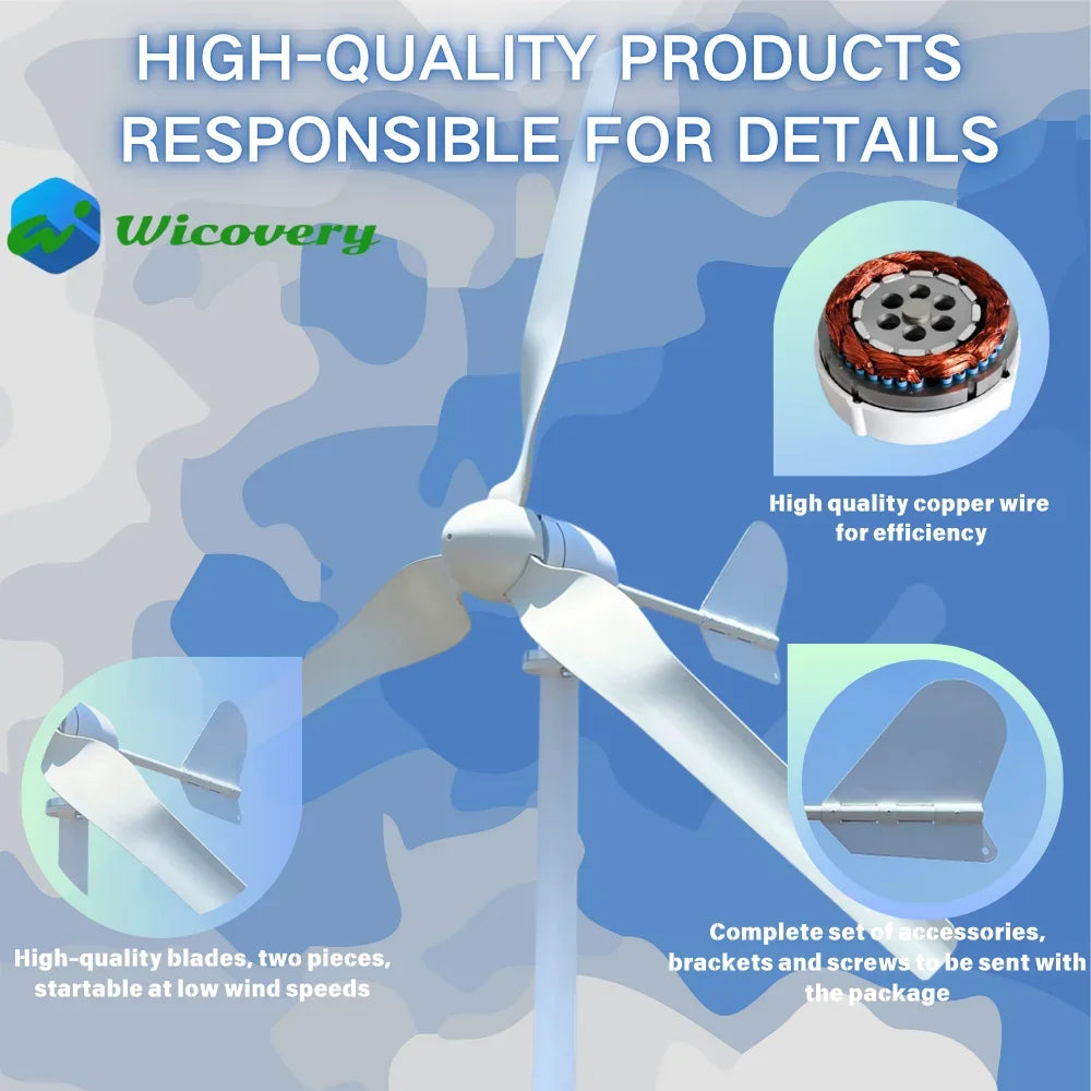 Factory Sales New Version Horizontal Axis Wind Turbine Large Blades Low Wind Speed 20KW 30KW 12V 48V 24V Home Appliance