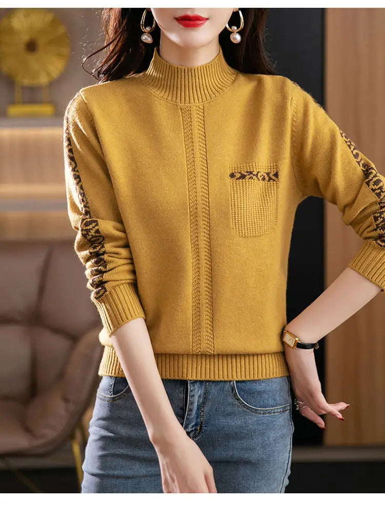 Pull Femme New High Collar Ladies Pullovers Long Sleeve Autumn Winter Knitwears Vintage Warm Sweaters For Women 2026 Bottom Tops