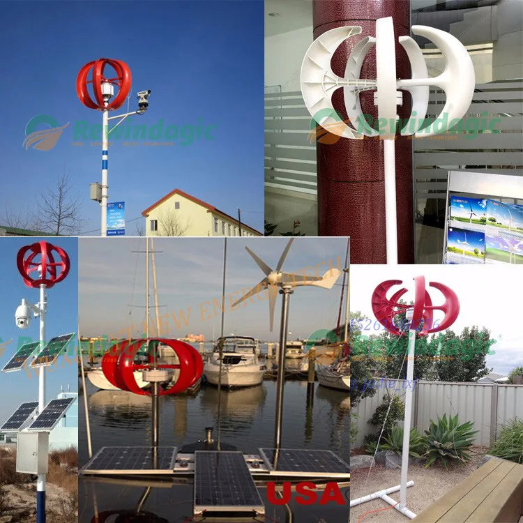 5000W 12V 24V 48V Wind Turbine Generator 5KW Vertical Axis Maglev Windmill With Hybrid Charge Controller For Home Use
