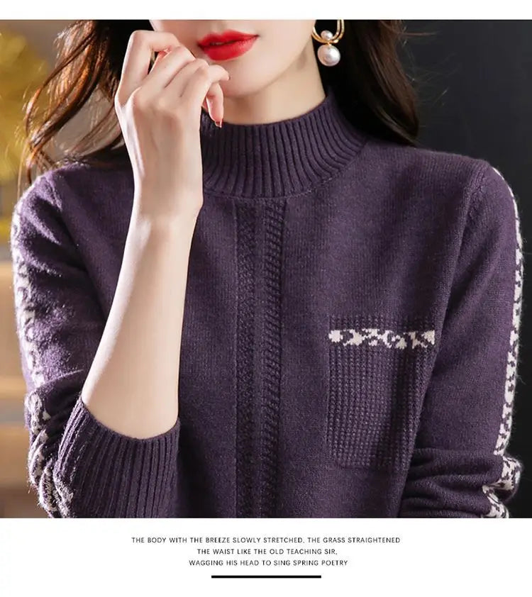 Pull Femme New High Collar Ladies Pullovers Long Sleeve Autumn Winter Knitwears Vintage Warm Sweaters For Women 2026 Bottom Tops