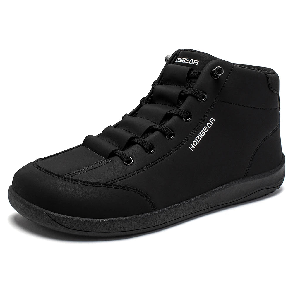 HOBIBEAR Mid Top Barefoot Shoes Mens Womens Wide Toe Ankle Boots Outdoor Non-Slip Artificial Leather Shoes