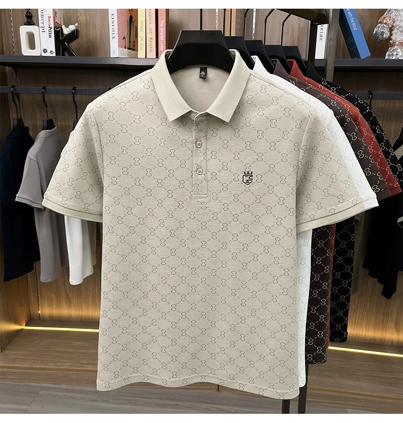 Designer brand short sleeve men's polo shirt new high-end printed summer breathable personalized fashion youth casual T-shirt