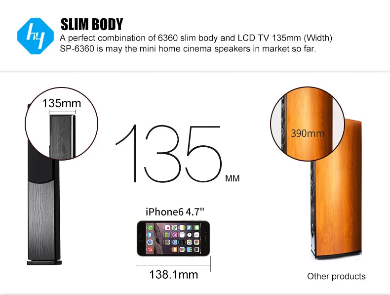 5.1 Passive Home Theater Wooden Speaker