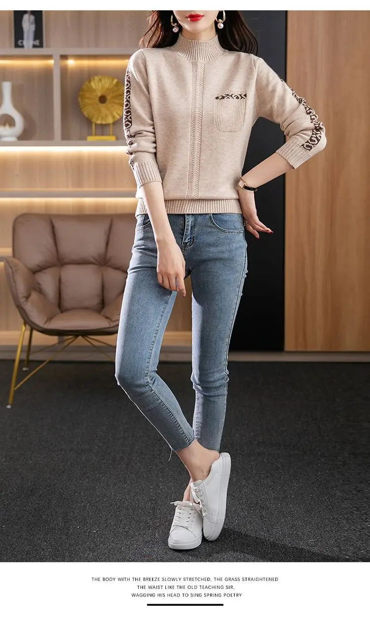 Pull Femme New High Collar Ladies Pullovers Long Sleeve Autumn Winter Knitwears Vintage Warm Sweaters For Women 2026 Bottom Tops