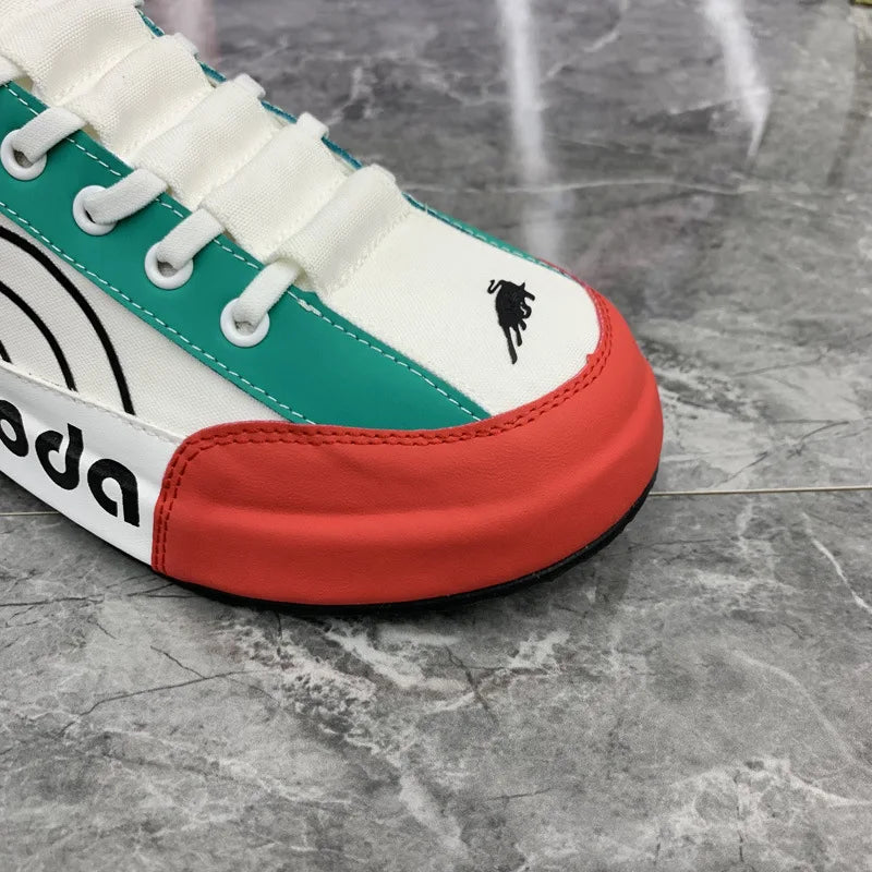 Men Chunky Sneakers Fashion Casual Secondary Leather Cowhide Fabric Breathable Increased Internal Cover Bottom Platform Shoes